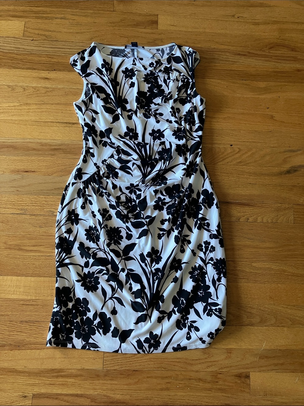 American Living Black & White Floral Midi Sheath Dress